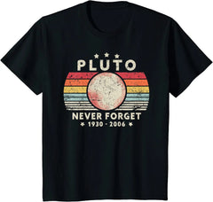 2023 T Shirt Men Summer Tops Tees Male Never Forget Pluto Retro Style Funny Space Science 80030