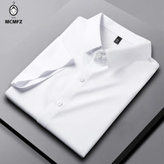 New Men's Business Casual Short Sleeved Solid Color Shirt Wrinkle Resistant Wrinkle Free Comfortable All Season Versatile Top