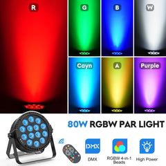 U'King 4PCS 80W Par Light 4in1 RGBW 14 LED Stage Effect Light DMX512 Remote Control Flat Light for KTV DJ Disco Bar Stage Light
