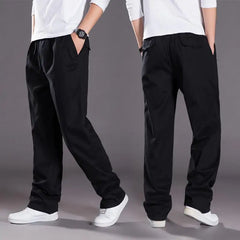 Summer thin cotton casual pants men loose straight leg 2024 new men's pants trend all matching men's long pants