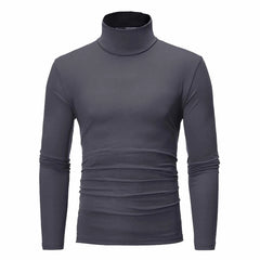 Basic Bottoming Plain T-shirt Fashion Men's Casual Slim Fit Basic Turtleneck High Collar Pullover Male Autumn Spring Thin Tops