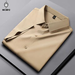 New Men's Business Casual Short Sleeved Solid Color Shirt Wrinkle Resistant Wrinkle Free Comfortable All Season Versatile Top