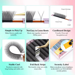 NAGARAKU YY Shape Double/Three Split Tips Triple Top Interlaced Root Eyelash Extensions Eyelashes