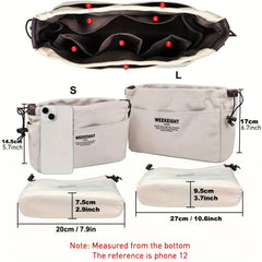 1/2pcs Drawstring Canvas Storage Organizers Multi-Pockets Liner Bag Lightweight Portable Travel Storage Bag