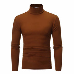 Basic Bottoming Plain T-shirt Fashion Men's Casual Slim Fit Basic Turtleneck High Collar Pullover Male Autumn Spring Thin Tops
