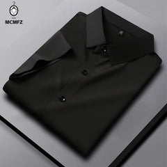 New Men's Business Casual Short Sleeved Solid Color Shirt Wrinkle Resistant Wrinkle Free Comfortable All Season Versatile Top