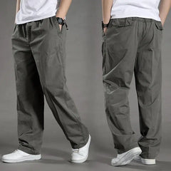 Summer thin cotton casual pants men loose straight leg 2024 new men's pants trend all matching men's long pants