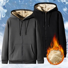 Trendy Sweatshirt Coat Front Pockets Warm Zipper Lamb Wool Jacket Men and Woman Winter Pure Color Plush Lined Cardigan Hoodie