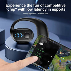 Bluetooth 5.4 Wireless Earphone Lightweight Bone Conduction Headphone Ear Hook LED Display HD Calling Mic Surround Sound Earbud