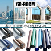 60-90CM Window Privacy Tint Film One Way Vinyl Mirror Foil House Non Adhesive Glass Stickers Rolls Anti Look UV Protection Film