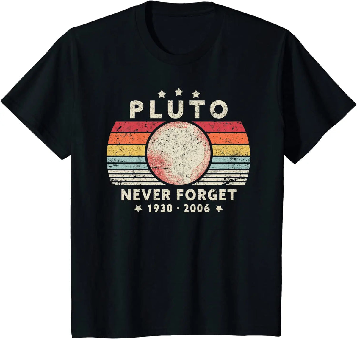 2023 T Shirt Men Summer Tops Tees Male Never Forget Pluto Retro Style Funny Space Science 80030