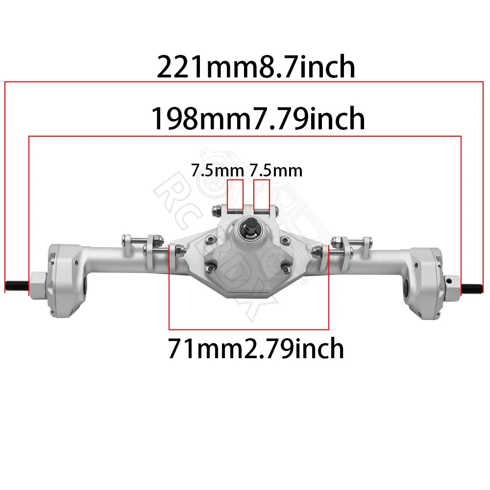CNC Machined Aluminum Integrated Front Rear Portal Axle Anodized for 1/10 RC Crawler Car Axial SCX10 II RGT 86100 Redcat GEN8