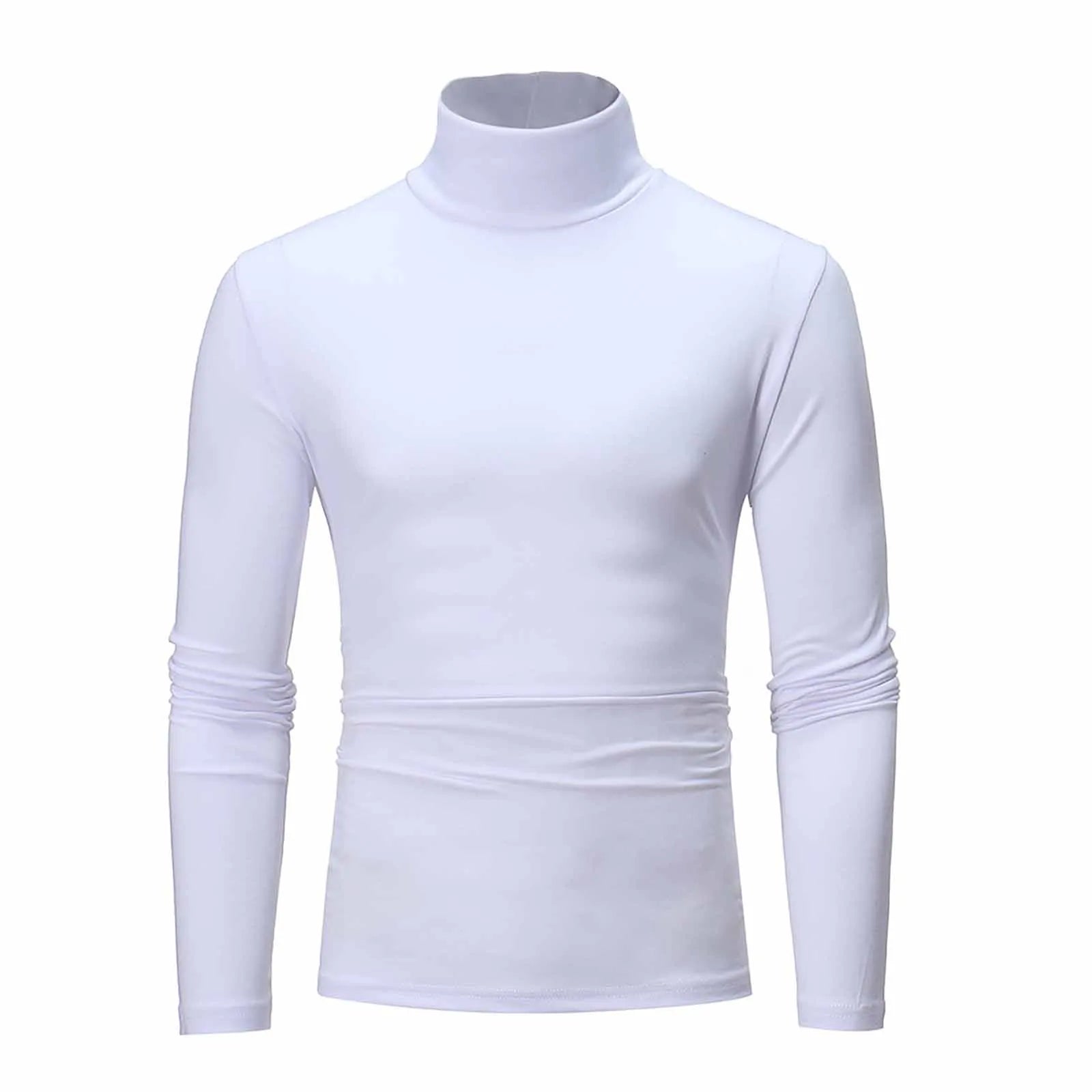 Basic Bottoming Plain T-shirt Fashion Men's Casual Slim Fit Basic Turtleneck High Collar Pullover Male Autumn Spring Thin Tops