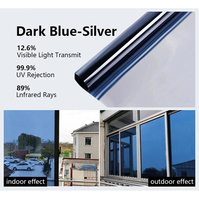 60-90CM Window Privacy Tint Film One Way Vinyl Mirror Foil House Non Adhesive Glass Stickers Rolls Anti Look UV Protection Film
