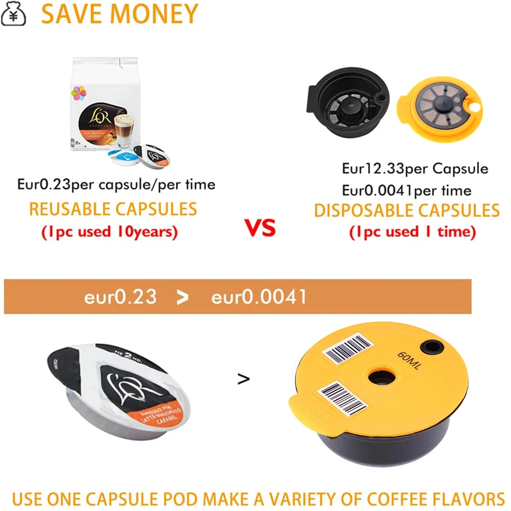 iCafilas Reusable Coffee Capsule Pods for-Bosch Tassimo Coffee Capsule Pod Silicone Lid Eco-Friendly
