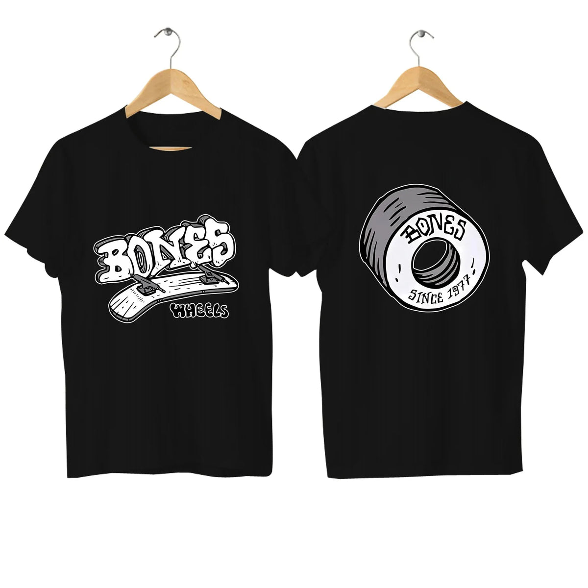 Pown-Peralta Bones Men's Casual High Quality T-Shirt Summer Street Comfort Breathable Top Plus Size Black Skateboard Clothing