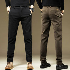 KUBRO Men's Pants Casual Cotton Solid Color Spring Autumn Straight Business Work Pants High Quality Fashion Black Grey Trousers