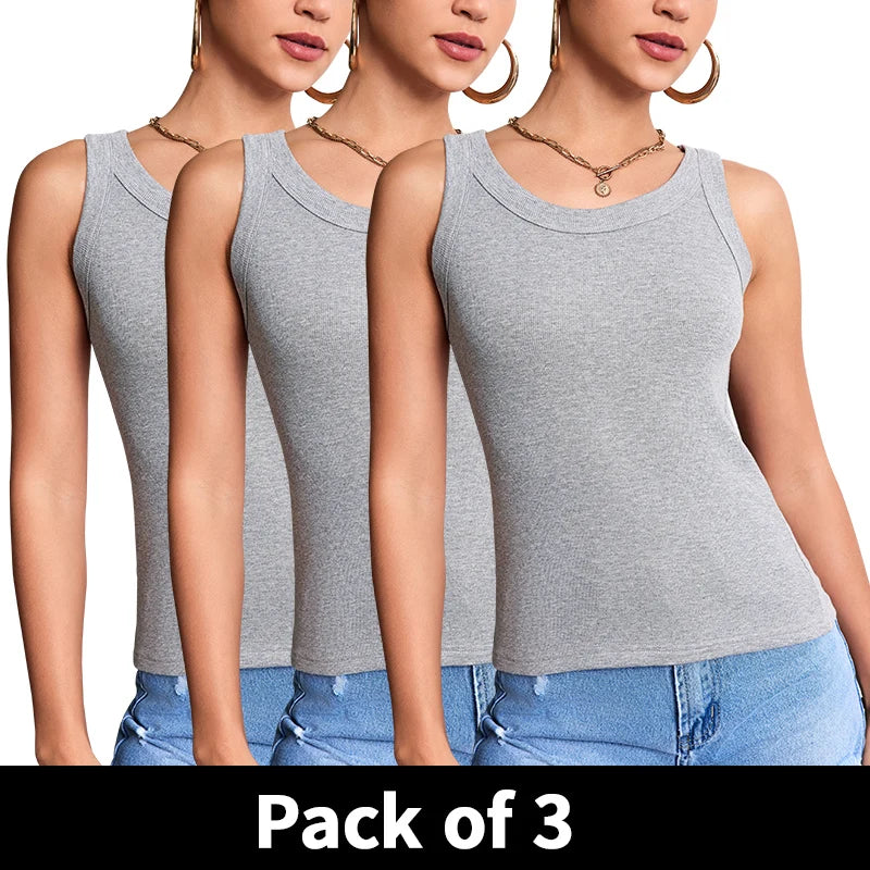 1/3 Pcs Women's Four Season Thin Slim Fit Solid Color Vest For Teenagers And Girls Solid Color Versatile Top Sexy Suspender Base