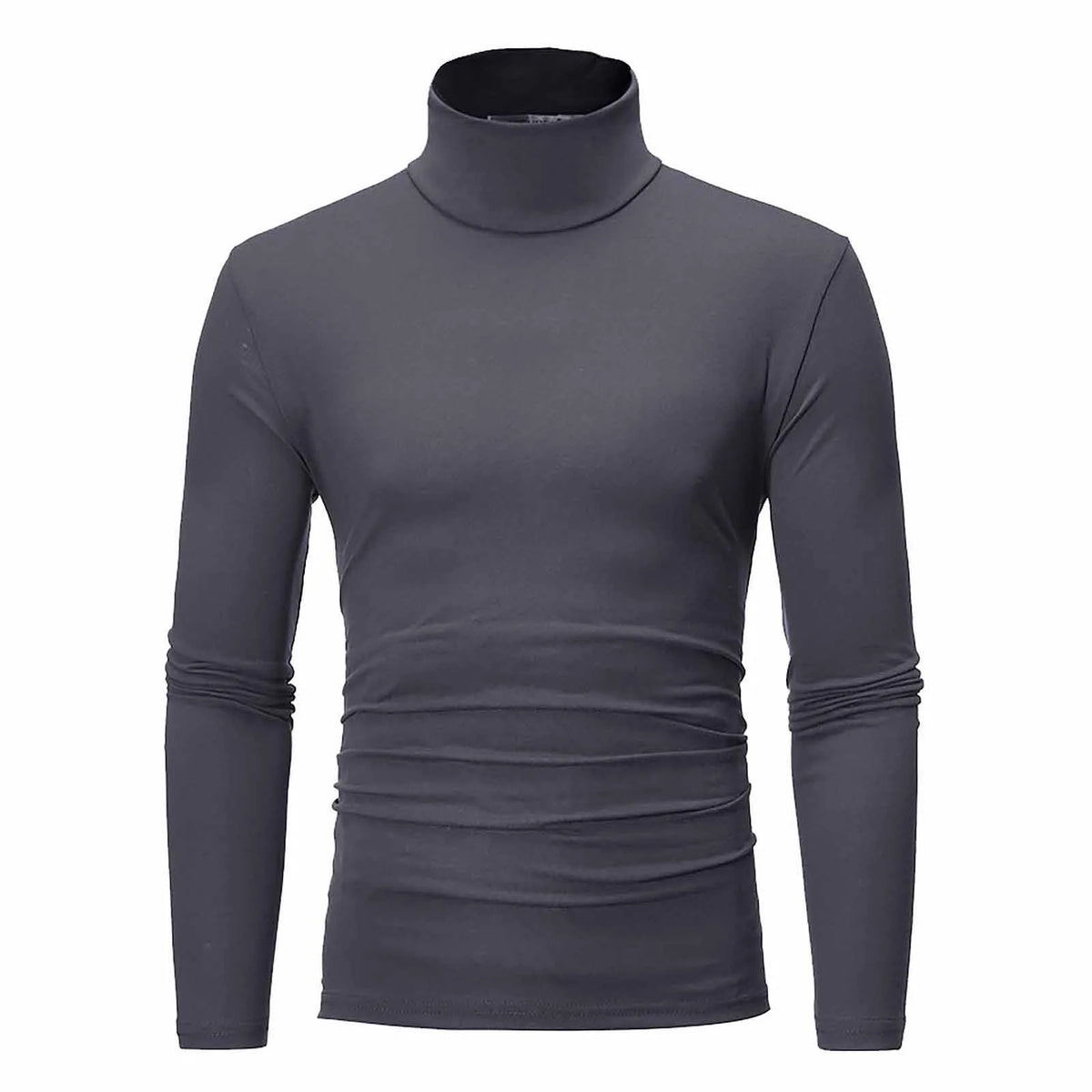 Basic Bottoming Plain T-shirt Fashion Men's Casual Slim Fit Basic Turtleneck High Collar Pullover Male Autumn Spring Thin Tops