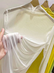 Transparent Gauze Bottoming T-shirt Women Clothing Summer Long Sleeved T-shirt with Gauze Shirt Half High Collar Sunscreen 2024