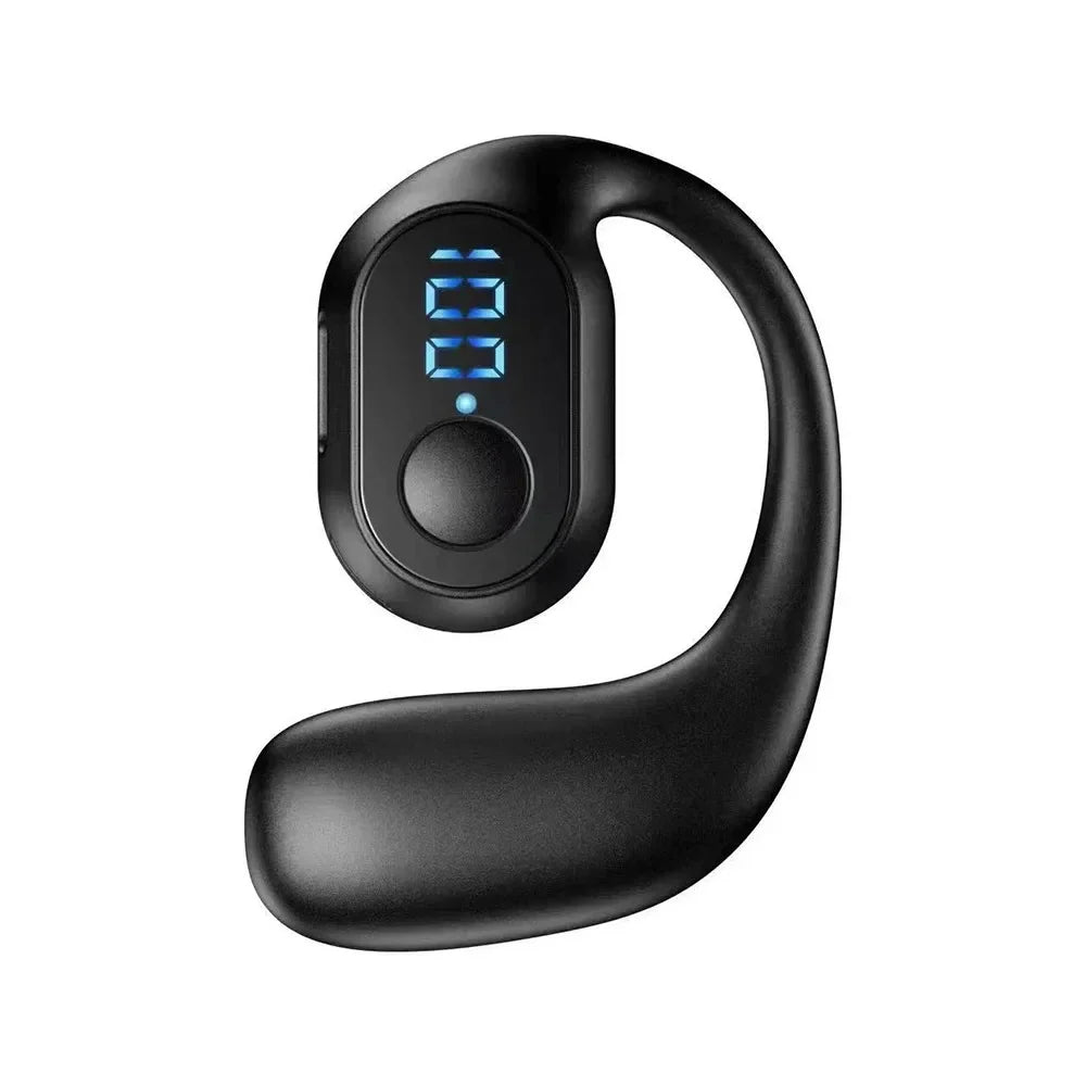 Bluetooth 5.4 Wireless Earphone Lightweight Bone Conduction Headphone Ear Hook LED Display HD Calling Mic Surround Sound Earbud
