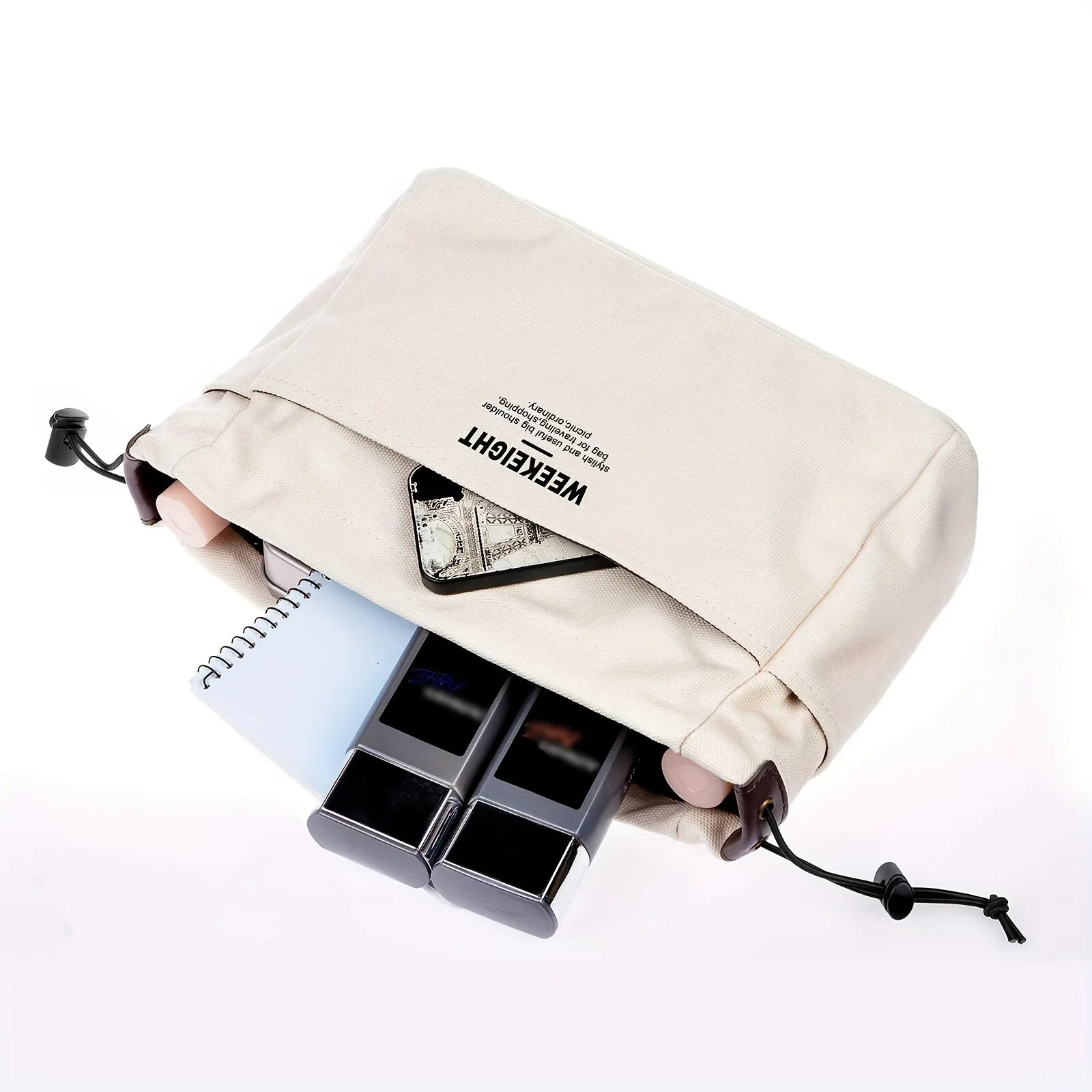 1/2pcs Drawstring Canvas Storage Organizers Multi-Pockets Liner Bag Lightweight Portable Travel Storage Bag