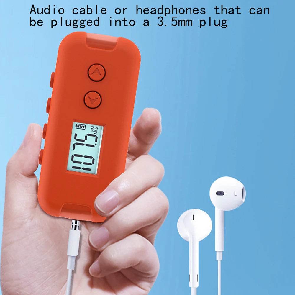 New Pocket FM Radio Portable Mini 50-108MHZ Radio Receiver with LCD Display 3.5mm Earphone Time Display 2*AAA Power Supply