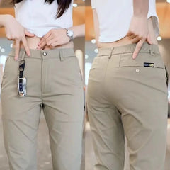 Mens Casual Pants Korea Fashion Summer Slim Fit Trousers High Quality Elastic Waist Straight Golf Sports Pants Men Clothing