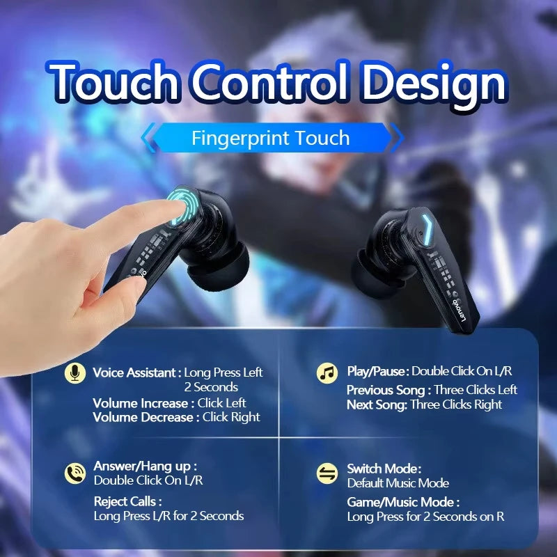 5PCS Original Lenovo GM2 Pro TWS Wireless Bluetooth Headset 5.3 Headphones Sport Gaming Headsets Noise Reduction Earbuds