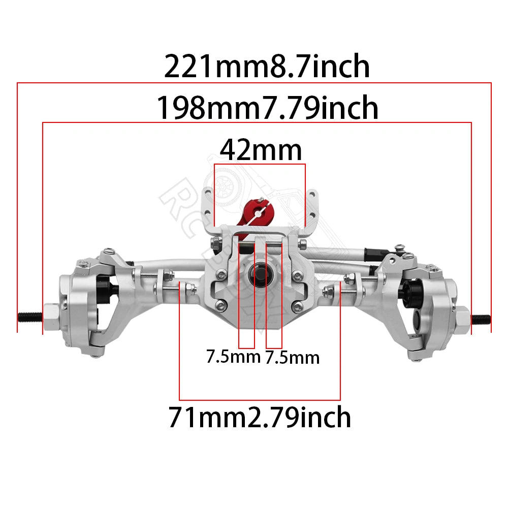 CNC Machined Aluminum Integrated Front Rear Portal Axle Anodized for 1/10 RC Crawler Car Axial SCX10 II RGT 86100 Redcat GEN8