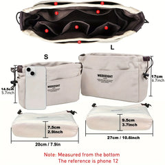 1/2pcs Drawstring Canvas Storage Organizers Multi-Pockets Liner Bag Lightweight Portable Travel Storage Bag