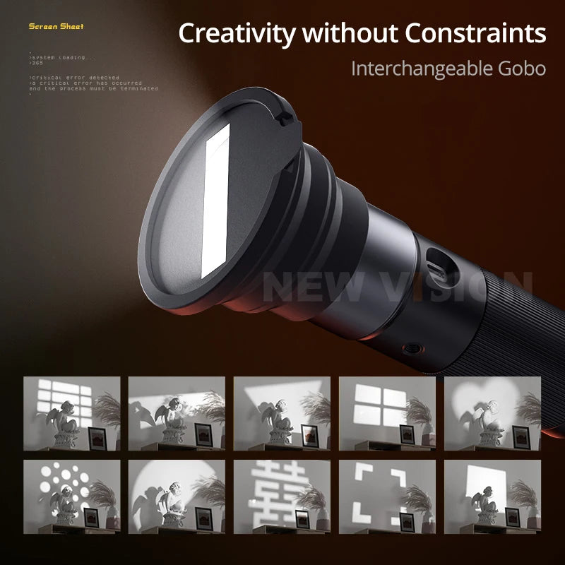 SIDANDE 10W Flashlight Four Color Projection Light Built-in 8400mAh Rechargeable Battery For 4 hours Full-power output come with