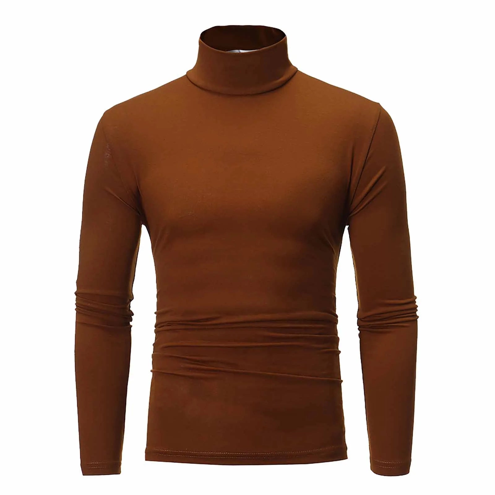 Basic Bottoming Plain T-shirt Fashion Men's Casual Slim Fit Basic Turtleneck High Collar Pullover Male Autumn Spring Thin Tops