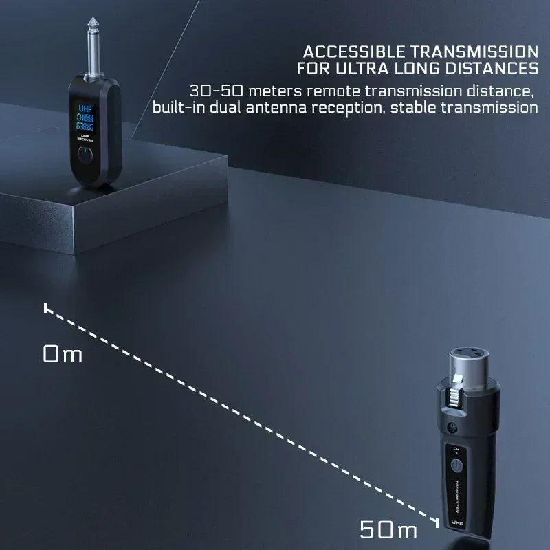 UHF Wireless Microphone Converter Adapter XLR Transmitter and Receiver for Dynamic Microphone Guitar Audio Mixer PA System