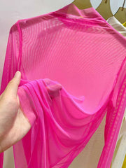 Transparent Gauze Bottoming T-shirt Women Clothing Summer Long Sleeved T-shirt with Gauze Shirt Half High Collar Sunscreen 2024