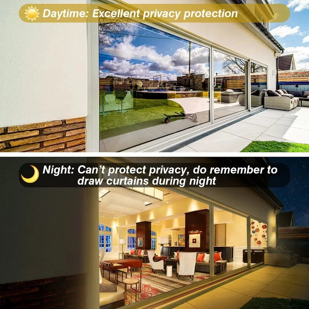 60-90CM Window Privacy Tint Film One Way Vinyl Mirror Foil House Non Adhesive Glass Stickers Rolls Anti Look UV Protection Film