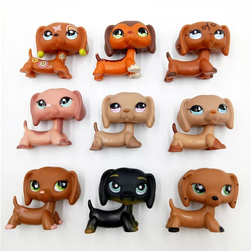 pet lps Toys Rare Dog Collection Cute DACHSHUND Old Original gen 3 Animal Figure Kids Christmas Gifts