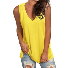 Summer Plus Size S-5XL Solid Color Loose V-Neck Sleeveless T-Shirt Fashion Multicolor Home Undershirt Tops Women