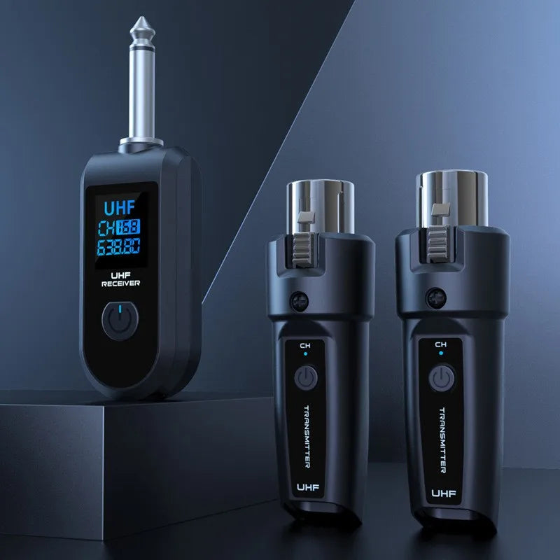 UHF Wireless Microphone Converter Adapter XLR Transmitter and Receiver for Dynamic Microphone Guitar Audio Mixer PA System