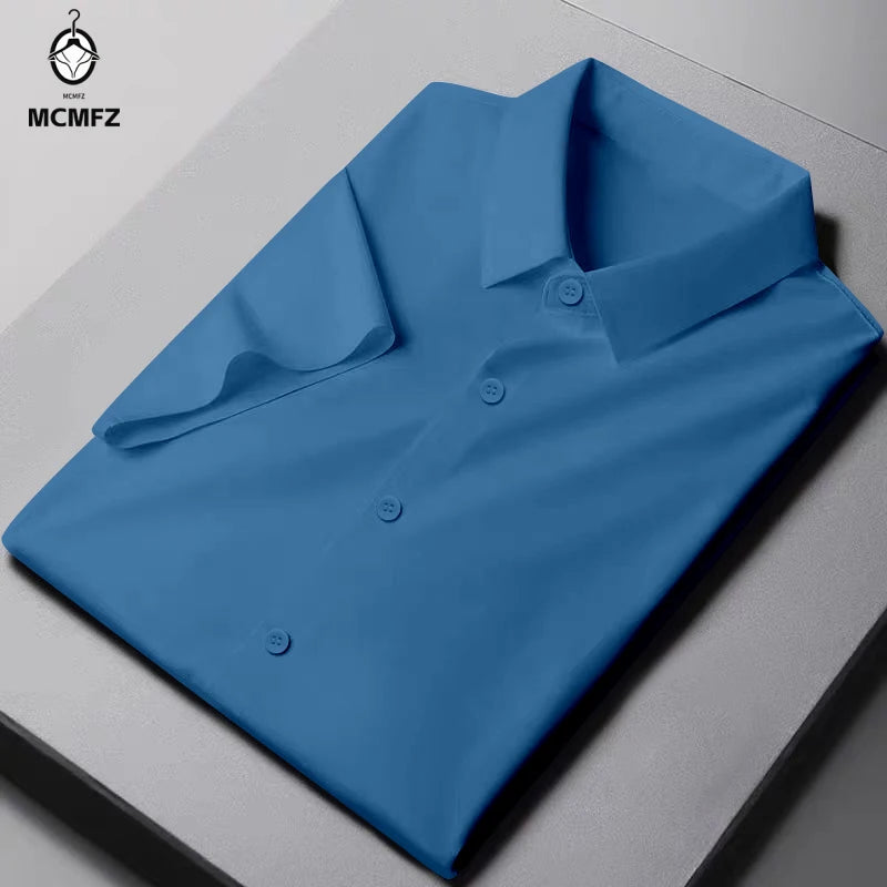New Men's Business Casual Short Sleeved Solid Color Shirt Wrinkle Resistant Wrinkle Free Comfortable All Season Versatile Top
