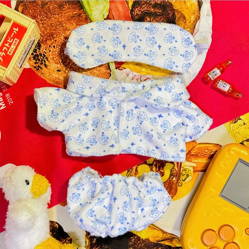 Doll Clothes for 20cm Idol Dolls Baby Doll Lovely Pajamas With Eye Mask Stuffed Cotton Toy for Korea Star Kpop EXO