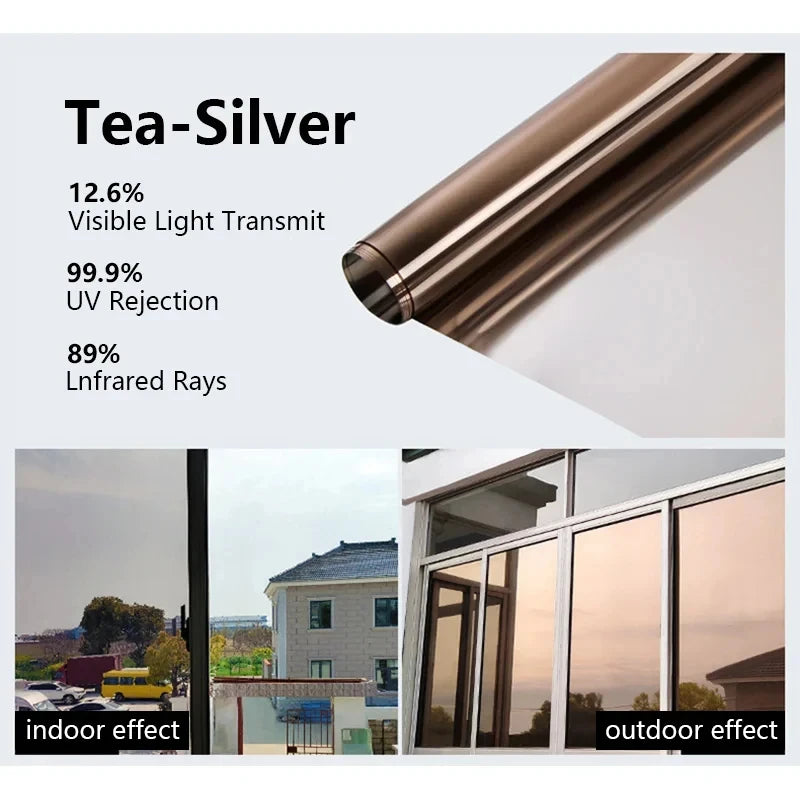 60-90CM Window Privacy Tint Film One Way Vinyl Mirror Foil House Non Adhesive Glass Stickers Rolls Anti Look UV Protection Film