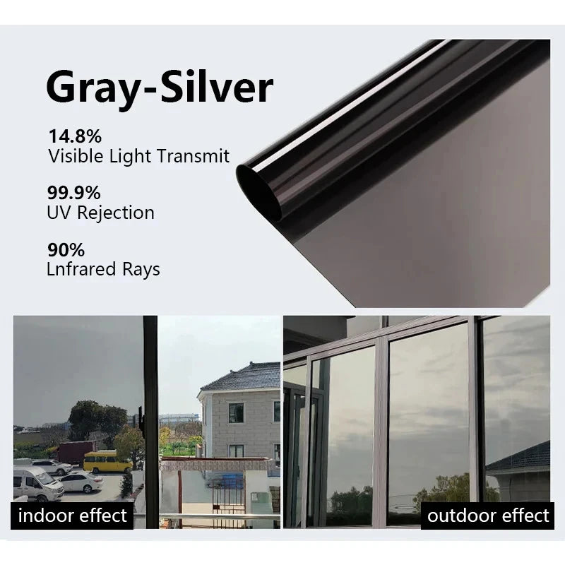 60-90CM Window Privacy Tint Film One Way Vinyl Mirror Foil House Non Adhesive Glass Stickers Rolls Anti Look UV Protection Film
