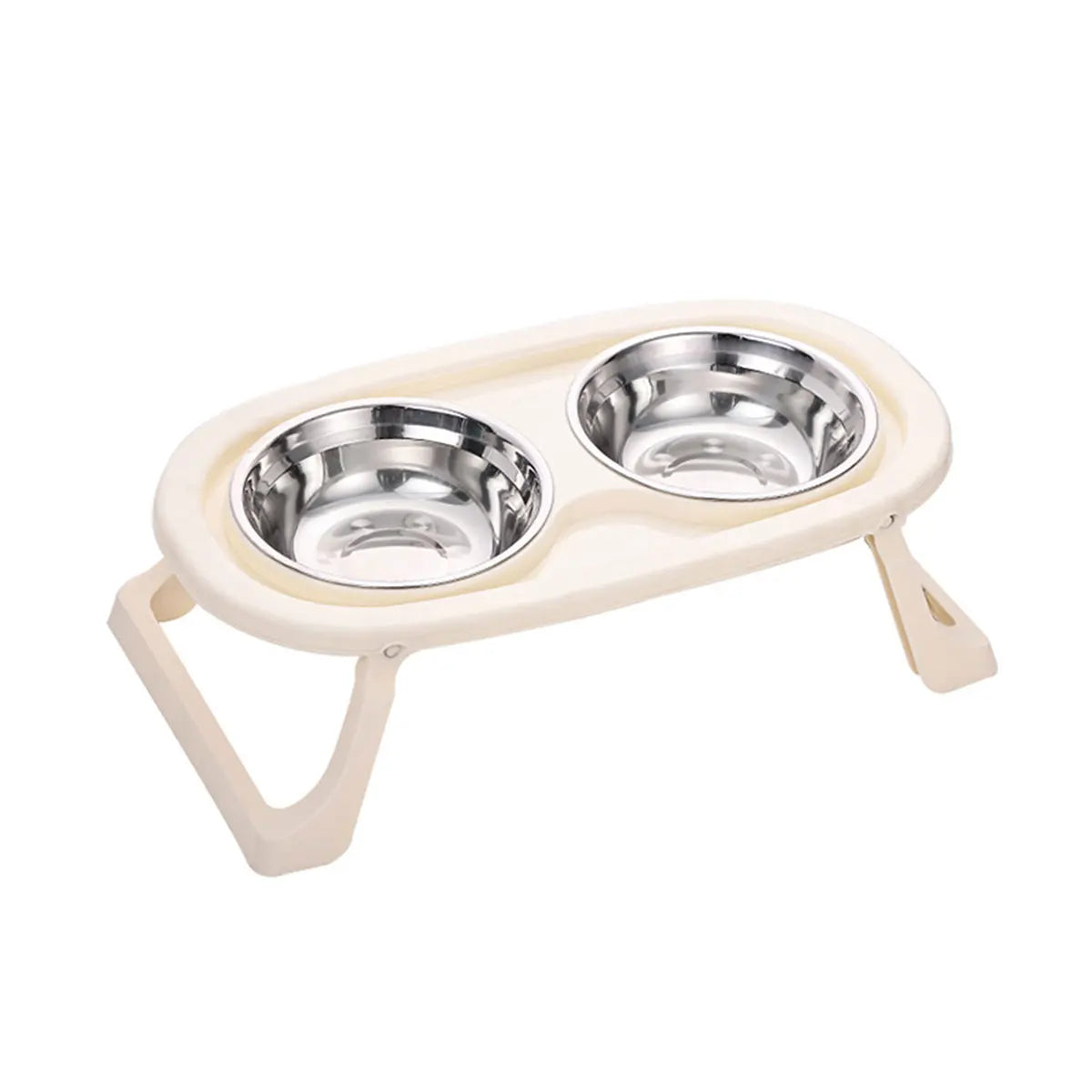 1PC Foldable Stainless Steel Pet Bowl Cat Food Bowl Cat Bowl Dog Food Bowl Neck Protection High Foot Double Bowl