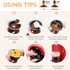 iCafilas Reusable Coffee Capsule Pods for-Bosch Tassimo Coffee Capsule Pod Silicone Lid Eco-Friendly