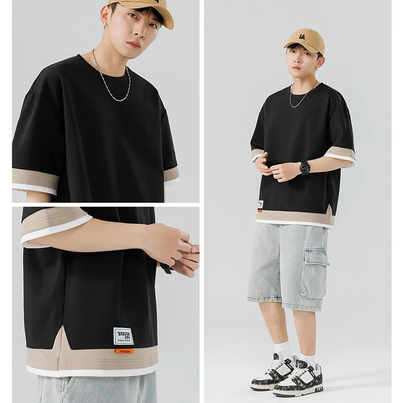 Plus Size 7XL 8XL T-Shirts Men Drop Shoulder Summer Male Tshirts Janpn Style T Shirts Oversized Clothes Man Top Tees Free Ship