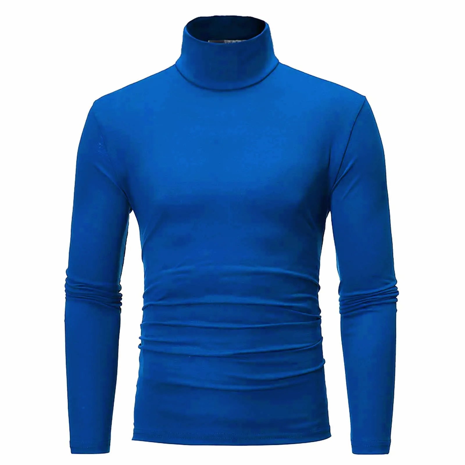 Basic Bottoming Plain T-shirt Fashion Men's Casual Slim Fit Basic Turtleneck High Collar Pullover Male Autumn Spring Thin Tops