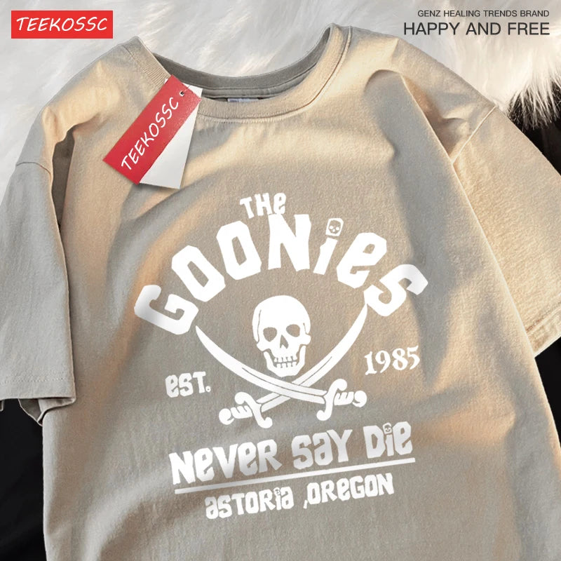The Goonies Never Say Die T Shirts Men Women Comfortable Crewneck Tshirt Breathable Cotton T Shirts Street Loose Couple Clothing