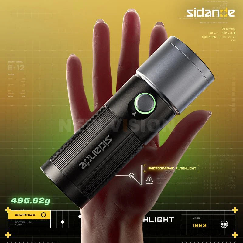 SIDANDE 10W Flashlight Four Color Projection Light Built-in 8400mAh Rechargeable Battery For 4 hours Full-power output come with