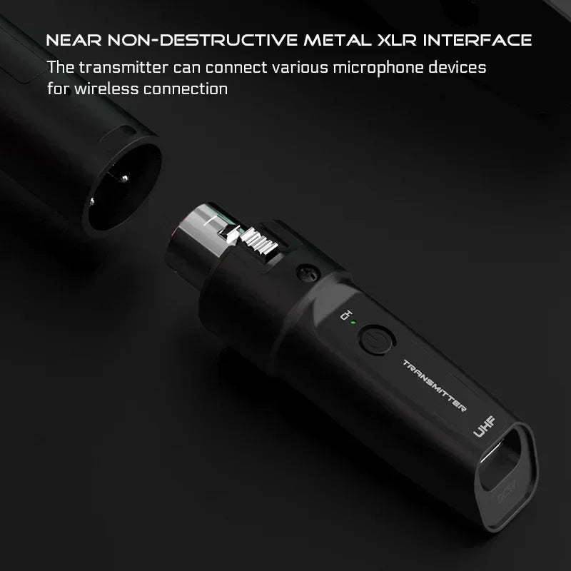 UHF Wireless Microphone Converter Adapter XLR Transmitter and Receiver for Dynamic Microphone Guitar Audio Mixer PA System